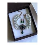 Baget Ve Su Damlası İnci Choker Kolye Ve Küpe Seti