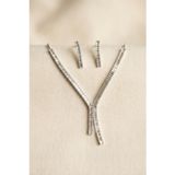 Baget Zirkon Taşlı Su Yolu Kolye Ve Küpe Set - Ebj260725w44382