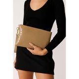 Bagfoni Bej Kroko Desenli El Askılı Portföy Clutch Çanta