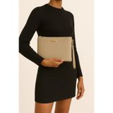 Bagfoni Bej Metal Aksesuarlı El Askılı Portföy Clutch Çanta