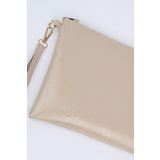 Bagfoni Bej Yılan Deri Desenli Portföy Clutch El Çantası