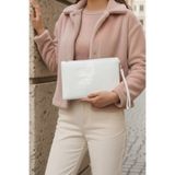 Bagfoni Beyaz Kroko Desenli El Askılı Portföy Clutch Çanta 25x19 Cm