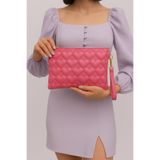Bagfoni Fuşya Kalp Desenli Portföy Clutch El Çantası