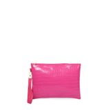 Bagfoni Fuşya Kroko Desenli El Askılı Portföy Clutch Çanta