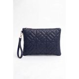 Bagfoni Grafina Lacivert Geometrik Desenli Portföy Clutch El Çantası 25x19 Cm