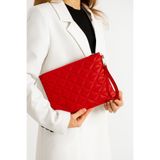Bagfoni Kırmızı Üçgen Desenli Portföy Clutch El Çantası