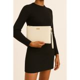 Bagfoni Krem Metal Aksesuarlı El Askılı Portföy Clutch Çanta