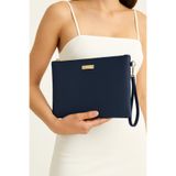 Bagfoni Lacivert Metal Aksesuarlı El Askılı Portföy Clutch Çanta