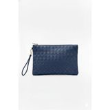 Bagfoni Lacivert Örgü Desenli El Askılı Portföy Clutch Çanta 25x19 Cm