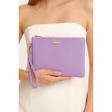 Bagfoni Lila Metal Aksesuarlı El Askılı Portföy Clutch Çanta