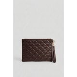 Bagfoni Notte Acı kahve Üçgen Desenli Portföy Clutch El Çantası