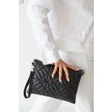 Bagfoni Siyah Geometrik Desenli Portföy Clutch El Çantası 25x19 Cm