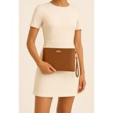 Bagfoni Taba Metal Aksesuarlı El Askılı Portföy Clutch Çanta