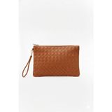 Bagfoni Taba Örgü Desenli El Askılı Portföy Clutch Çanta 25x19 Cm