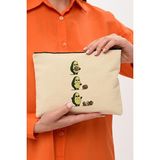 Bagg Clutch Avokado ve Yavrusu Kanvas Makyaj Çantası