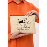 Bagg Clutch Çalışmak İstemem Baskılı Kanvas Makyaj Çantası