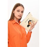 Bagg Clutch Hallederiz Baskılı Kanvas Makyaj Çantası