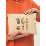 Bagg Clutch Renkli Çiçekler Kanvas Makyaj Çantası