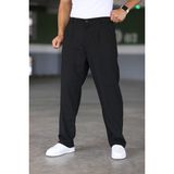 Baggy Çift Pileli Siyah Renk Beli Lastikli Kaliteli Rahat Kesim Klasik Bol Paça Baggy Pantolon - 2XL