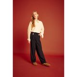 Baggy Fit Charm Detaylı Geniş Paça Gabardin Pantolon Kız Çocuk