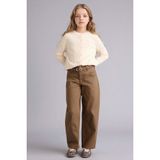 Baggy Fıt Geniş Paça Gabardin Pantolon Kız Çocuk