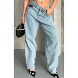 Baggy Kar Yıkama Buz Mavi Jeans Pantolon D2007