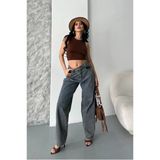 Baggy Kar Yıkama Eskitme Kahve Jeans Pantolon D2007