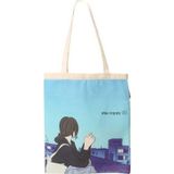 Baghashtag Anime Kız Be Happy Baskılı Bez Kadın Günlük Çanta