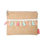 Baghashtag Fosforlu Renkli Pon Pon Püsküllü Jüt Clutch Bez Çanta