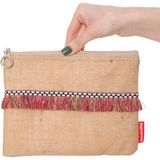 Baghashtag Kırmızı Ip Püsküllü Jüt Clutch Bez Çanta - Kahverengi