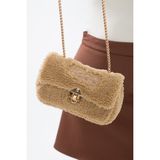 Baghashtag Krem Mini Peluş Çanta Tekstil Malzeme ile Şık Görünüm ve Rahat Kullanım - Minik