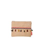 Baghashtag Pon Pon Püsküllü Jüt Clutch Bez Çanta