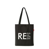 Baghashtag Reduce Reuse Recycle Repat Baskılı Siyah Bez Kadın Günlük Çanta