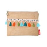 Baghashtag Renkli Pon Pon Püsküllü Jüt Clutch Bez Çanta