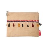 Baghashtag Vintage Pon Pon Püsküllü Jüt Clutch Bez Çanta - Kahverengi