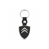 Baghes Citroen Logolu Metal Deri Oto Anahtarlığı, 9cm x 3.5cm Boyut, Şık Hediyelik Araba Aksesuar