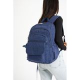 Baginn 571 Collection Klinkır Kumaş Lise Üniversite Çantası 45 x 30 cm Çok Cepli - Lacivert