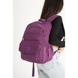 Baginn 571 Collection Klinkır Kumaş Lise Üniversite Çantası 45 x 30 cm Çok Cepli - Mor