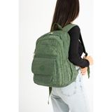 Baginn 571 Collection Klinkır Kumaş Lise Üniversite Çantası 45 x 30 cm Çok Cepli - Yeşil