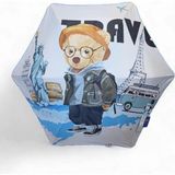Baginn Erkek Çocuk Baston Şemsiye Reflektörlü Karakter Desenli Boyu 70 cm Çapı 80 cm 6 Telli Isim Etiketli - Beyaz
