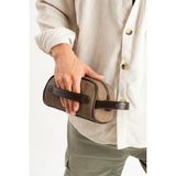 Baginn Erkek El Çantası Kanvas Kumaş Suya Dayanıklı Portföy Stil El Çantası Traş Kozmetik Çantası 20*10 cm - 20 x 10 cm - Camel