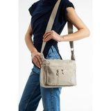 Baginn Kadın Postacı Çanta Hafif Klinkır Kumaş Çok Cepli Çapraz Askılı Omuz Çantası 25*20 cm Günlük Çanta - 25 x 20 cm - Krem