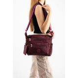 Baginn Kadın Postacı Çanta Hafif Klinkır Kumaş Çok Cepli Çapraz Askılı Omuz Çantası 28*24 cm Günlük Çanta - 28 x 24 cm - Fuşya