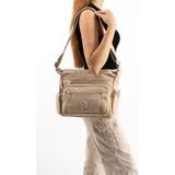 Baginn Kadın Postacı Çanta Hafif Klinkır Kumaş Çok Cepli Çapraz Askılı Omuz Çantası 28*24 cm Günlük Çanta - 28 x 24 cm - Krem