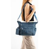 Baginn Kadın Postacı Çanta Hafif Klinkır Kumaş Çok Cepli Çapraz Askılı Omuz Çantası 28*24 cm Günlük Çanta - 28 x 24 cm - Mavi