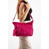 Baginn Kadın Postacı Çanta Hafif Klinkır Kumaş Çok Cepli Çapraz Askılı Omuz Çantası 28*24 cm Günlük Çanta - 28 x 24 cm - Pembe