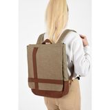Baginn Kadın Sırt Çantası 35*22 cm Kanvas Kumaş Laptop Bölmeli Business Sırt Çantası Okul Çantası Mega Bag - 35 x 22 cm - Krem
