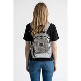Baginn Kadın Sırt Çantası Taşlı Model Black-Silver 25*19 cm Günlük Mini Sırt Çantası Fonksiyonel Kullanım - 25 x 19 cm - Gümüş