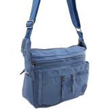 Baginn Klinkır Kadın Postacı Çanta Çok Cepli Çapraz Askılı (Mavi)