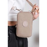 Baginn Klinkır Kumaş Mini Çapraz Askılı Kadın Cep Telefonu Çantası Mini Cüzdan Çanta 20*10 cm Su Itici - Vizon